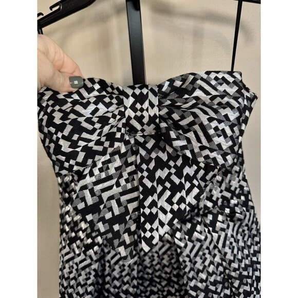 Eva Franco Fifi Black & Silver Geometric Bow Front Strapless Fit & Flare Dress 0 - Picture 2 of 5